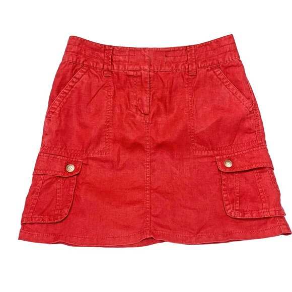 Ann Taylor Crimson‎ 100% Linen Cargo Mini Skirt - Picture 2 of 8